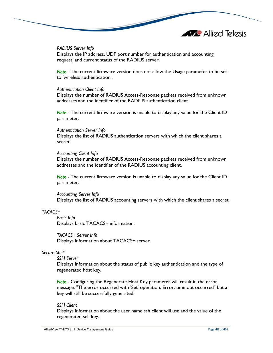 Allied Telesis AlliedView-EMS 3.11 DEVICE MANAGEMENT User Manual | Page 48 / 402