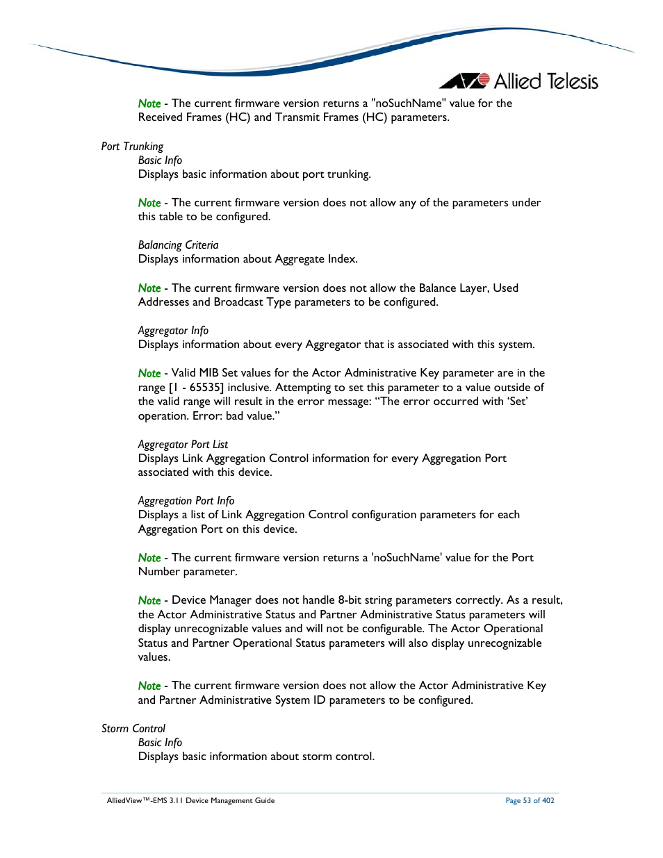 Allied Telesis AlliedView-EMS 3.11 DEVICE MANAGEMENT User Manual | Page 53 / 402