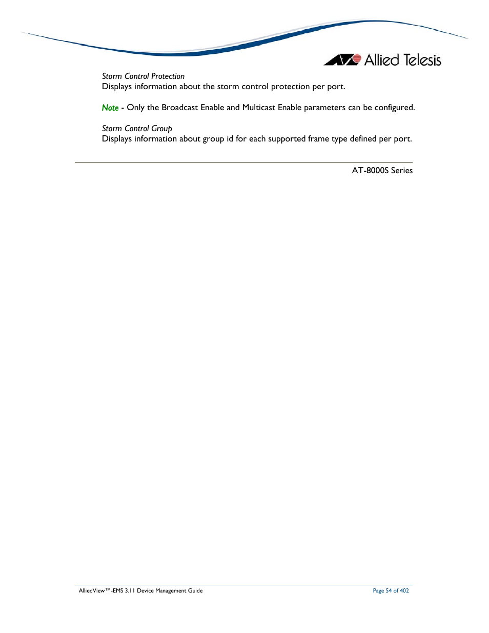 Allied Telesis AlliedView-EMS 3.11 DEVICE MANAGEMENT User Manual | Page 54 / 402
