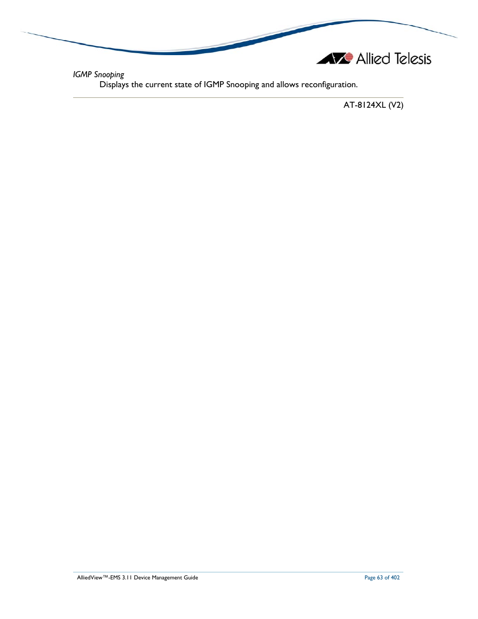 Allied Telesis AlliedView-EMS 3.11 DEVICE MANAGEMENT User Manual | Page 63 / 402