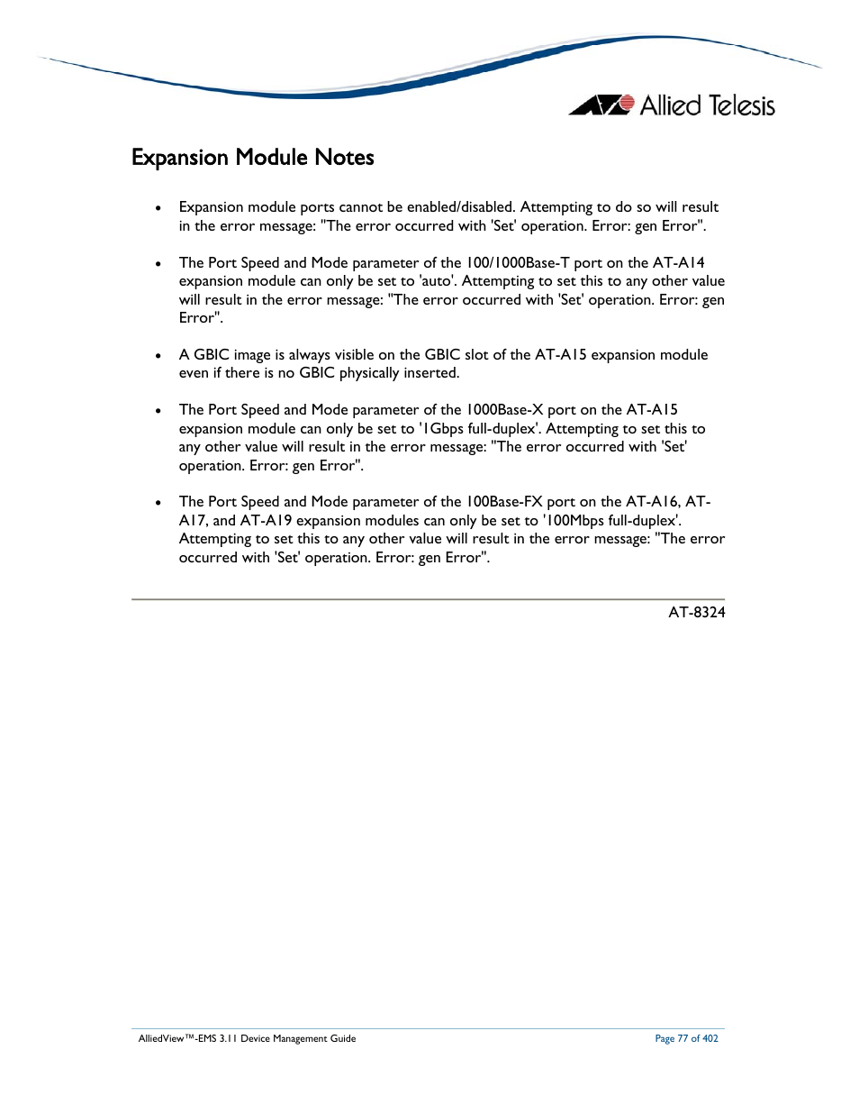 Allied Telesis AlliedView-EMS 3.11 DEVICE MANAGEMENT User Manual | Page 77 / 402
