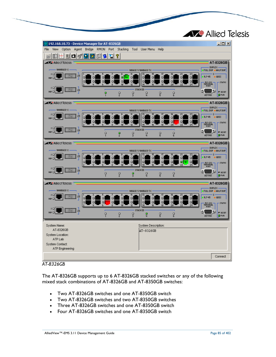 Allied Telesis AlliedView-EMS 3.11 DEVICE MANAGEMENT User Manual | Page 85 / 402