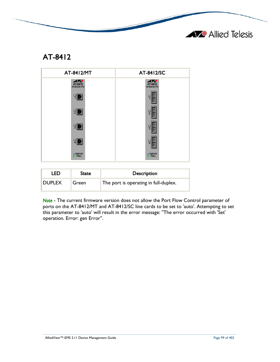 At-8412 | Allied Telesis AlliedView-EMS 3.11 DEVICE MANAGEMENT User Manual | Page 99 / 402