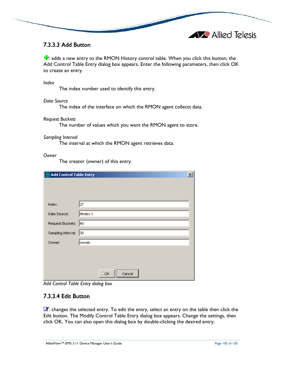 3 add button, 4 edit button | Allied Telesis AlliedView-EMS 3.11 DEVICE MANAGEMENT User Manual | Page 105 / 130