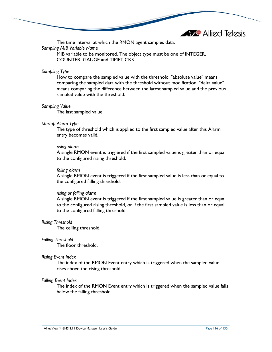 Allied Telesis AlliedView-EMS 3.11 DEVICE MANAGEMENT User Manual | Page 116 / 130