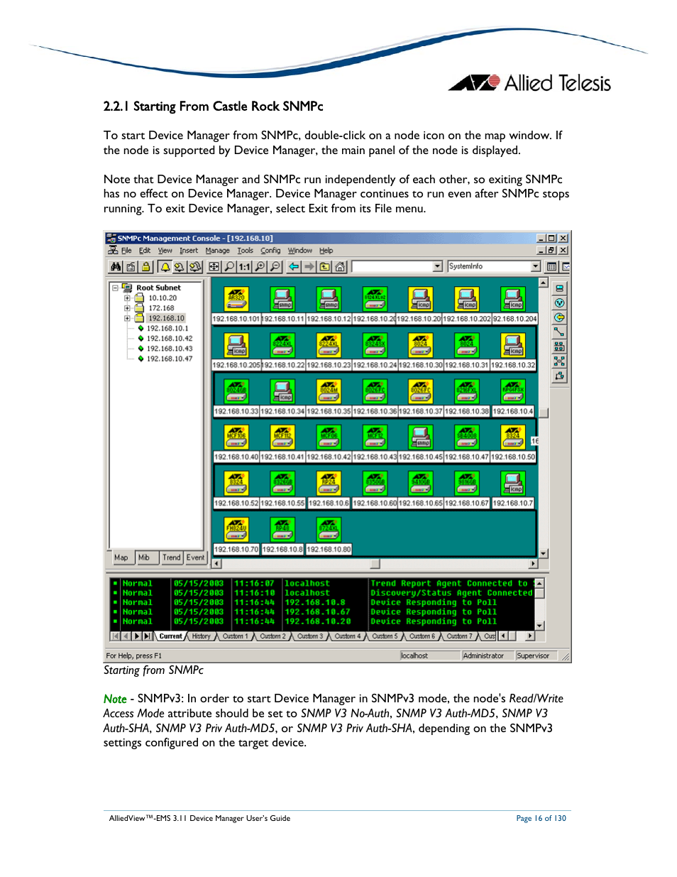 1 starting from castle rock snmpc | Allied Telesis AlliedView-EMS 3.11 DEVICE MANAGEMENT User Manual | Page 16 / 130