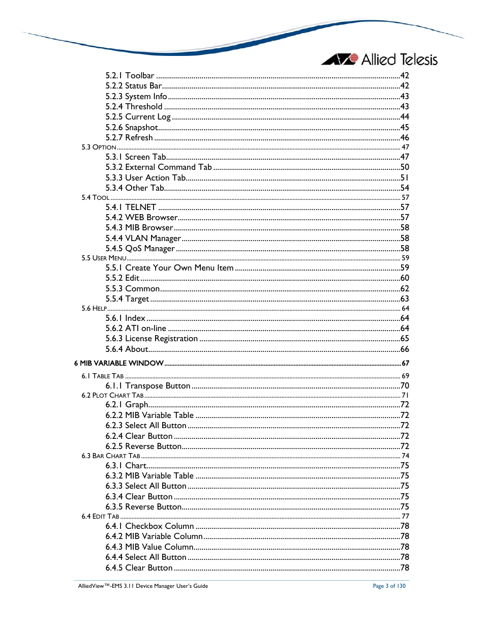 Allied Telesis AlliedView-EMS 3.11 DEVICE MANAGEMENT User Manual | Page 3 / 130