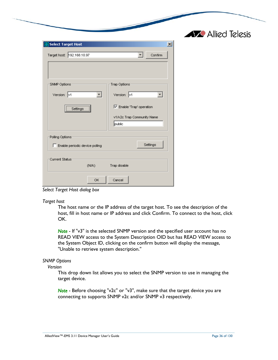 Allied Telesis AlliedView-EMS 3.11 DEVICE MANAGEMENT User Manual | Page 36 / 130