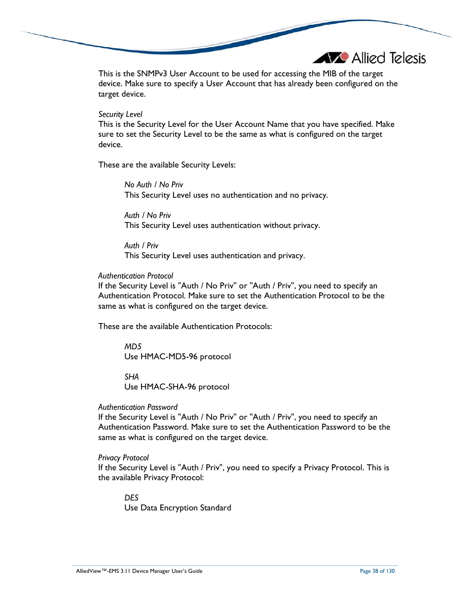 Allied Telesis AlliedView-EMS 3.11 DEVICE MANAGEMENT User Manual | Page 38 / 130