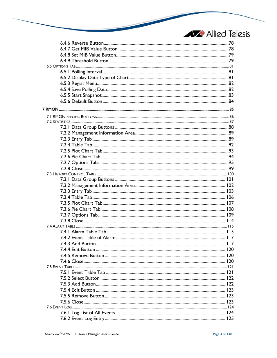 Allied Telesis AlliedView-EMS 3.11 DEVICE MANAGEMENT User Manual | Page 4 / 130