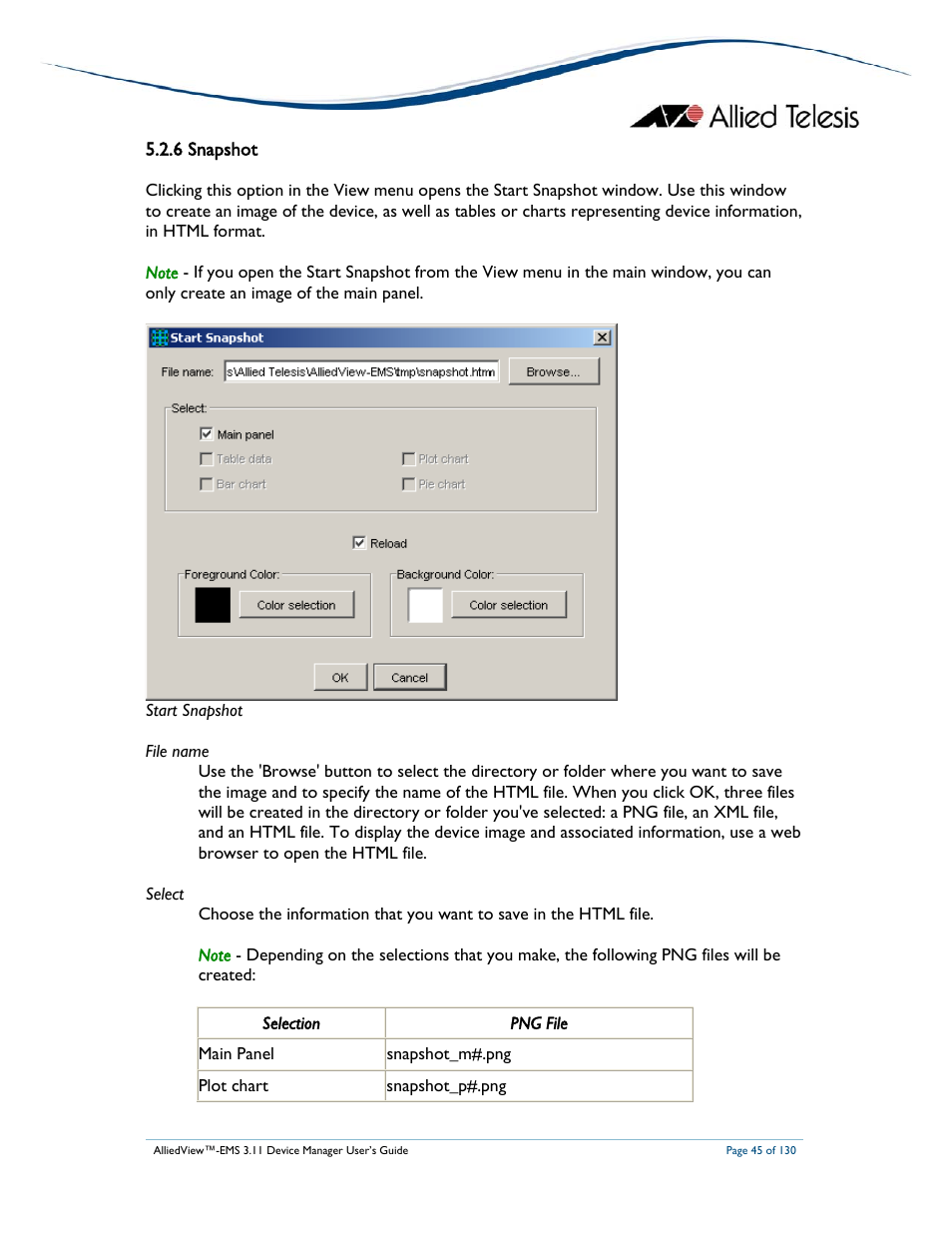 6 snapshot | Allied Telesis AlliedView-EMS 3.11 DEVICE MANAGEMENT User Manual | Page 45 / 130