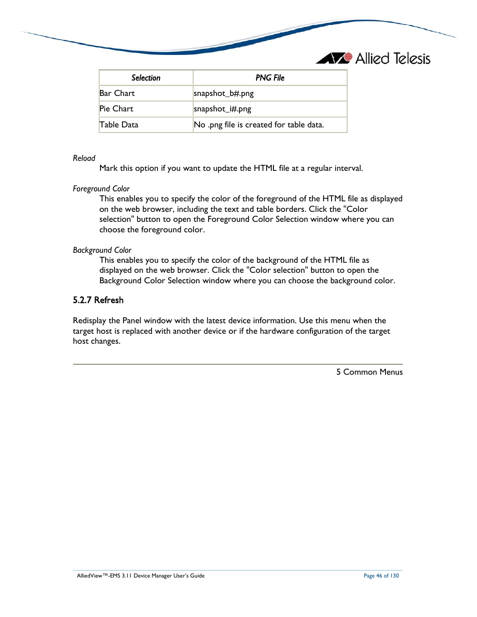 7 refresh | Allied Telesis AlliedView-EMS 3.11 DEVICE MANAGEMENT User Manual | Page 46 / 130