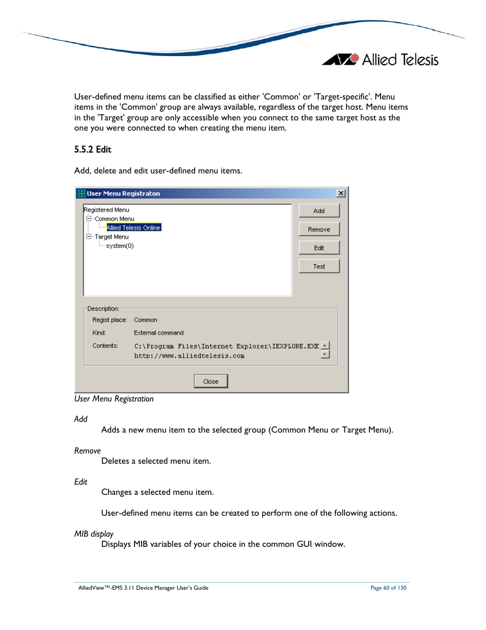 2 edit | Allied Telesis AlliedView-EMS 3.11 DEVICE MANAGEMENT User Manual | Page 60 / 130