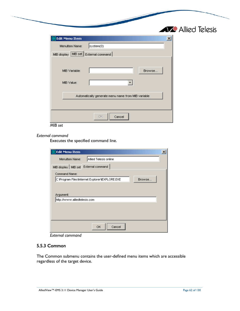 3 common | Allied Telesis AlliedView-EMS 3.11 DEVICE MANAGEMENT User Manual | Page 62 / 130