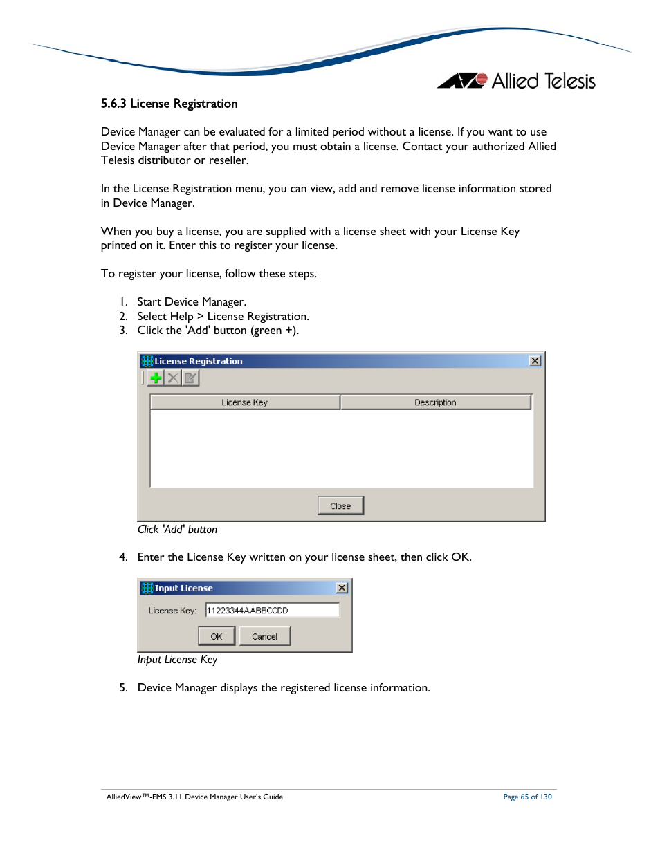 3 license registration | Allied Telesis AlliedView-EMS 3.11 DEVICE MANAGEMENT User Manual | Page 65 / 130