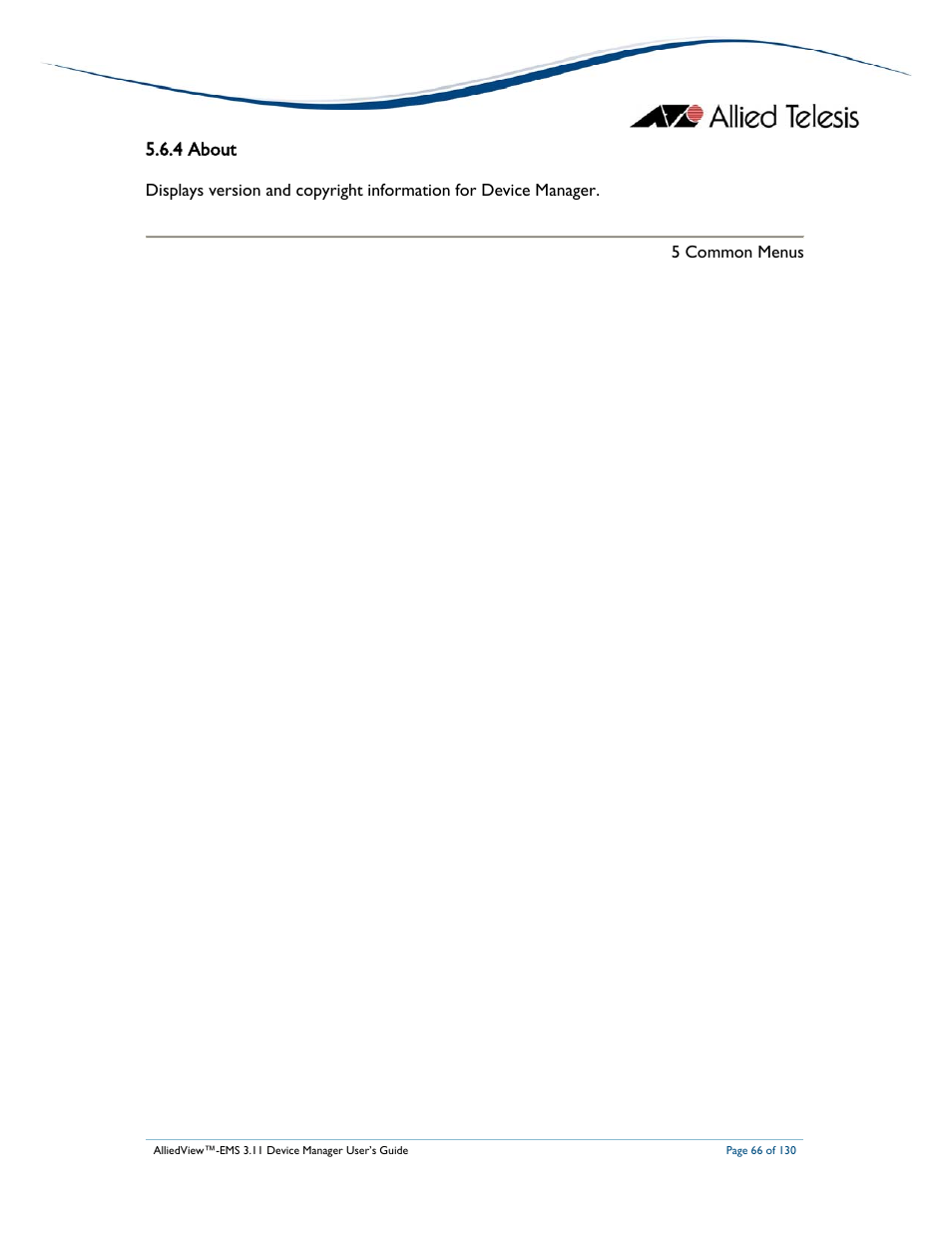 4 about | Allied Telesis AlliedView-EMS 3.11 DEVICE MANAGEMENT User Manual | Page 66 / 130
