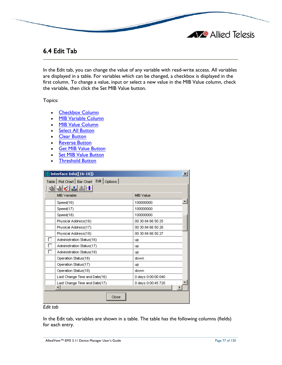 4 edit tab | Allied Telesis AlliedView-EMS 3.11 DEVICE MANAGEMENT User Manual | Page 77 / 130