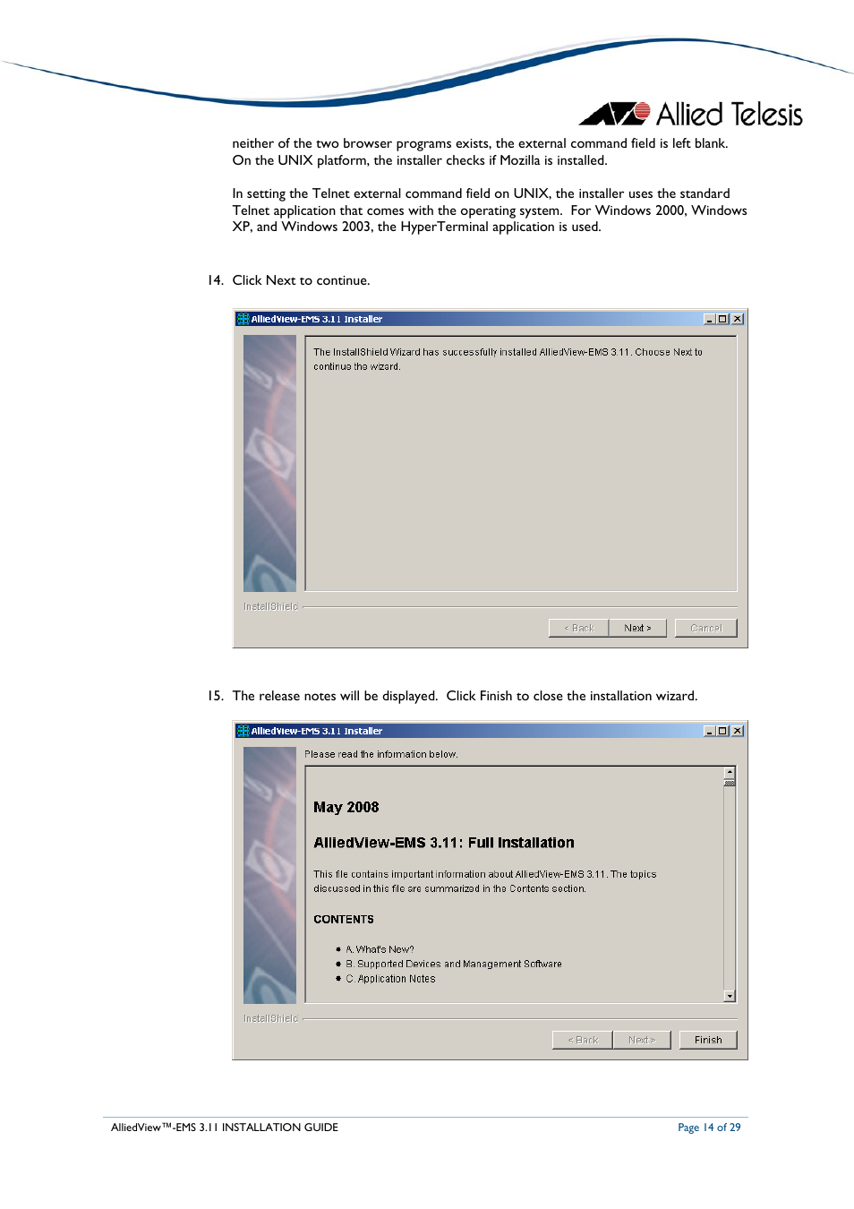 Allied Telesis AlliedView-EMS 3.11 INSTALLATION User Manual | Page 14 / 29