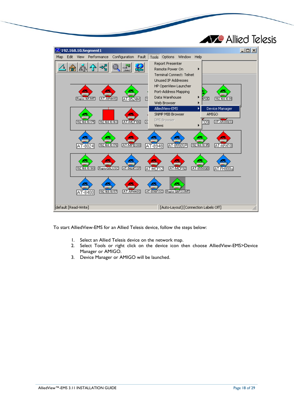 Allied Telesis AlliedView-EMS 3.11 INSTALLATION User Manual | Page 18 / 29