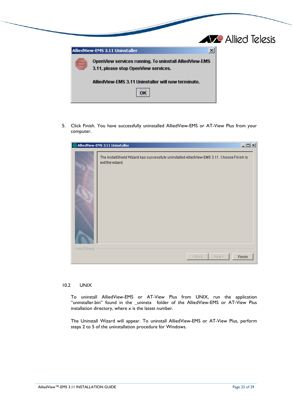 Allied Telesis AlliedView-EMS 3.11 INSTALLATION User Manual | Page 23 / 29