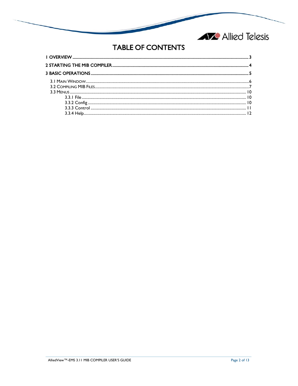 Allied Telesis AlliedView-EMS 3.11 MIB COMPILER User Manual | Page 2 / 13