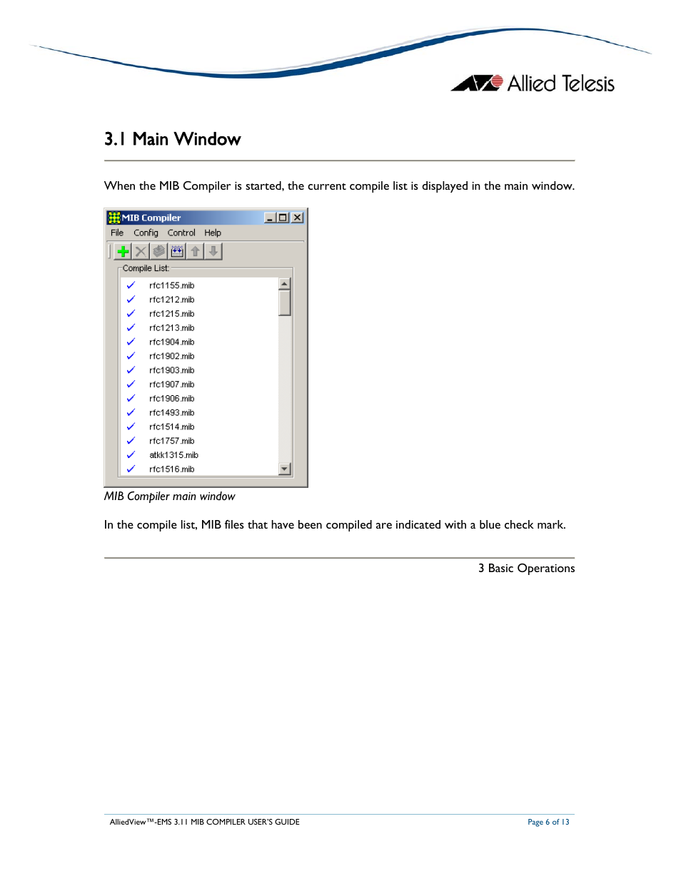 1 main window | Allied Telesis AlliedView-EMS 3.11 MIB COMPILER User Manual | Page 6 / 13
