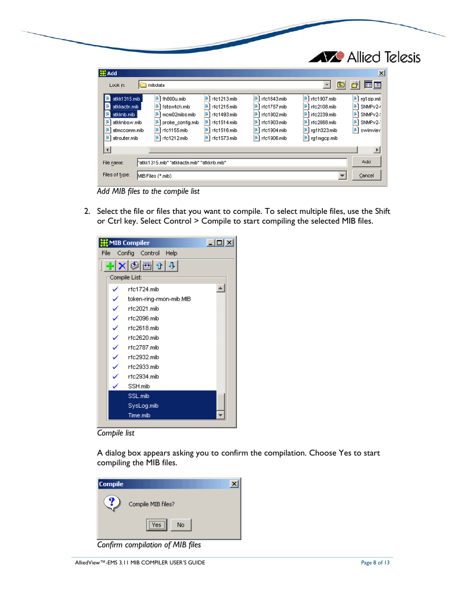 Allied Telesis AlliedView-EMS 3.11 MIB COMPILER User Manual | Page 8 / 13