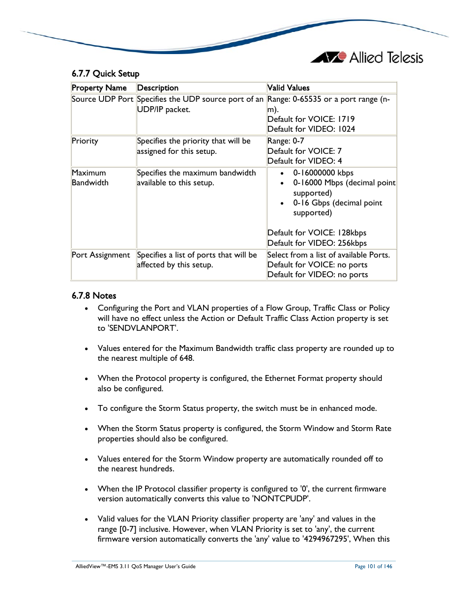 7 quick setup | Allied Telesis AlliedView-EMS 3.11 QoS MANAGER User Manual | Page 101 / 146