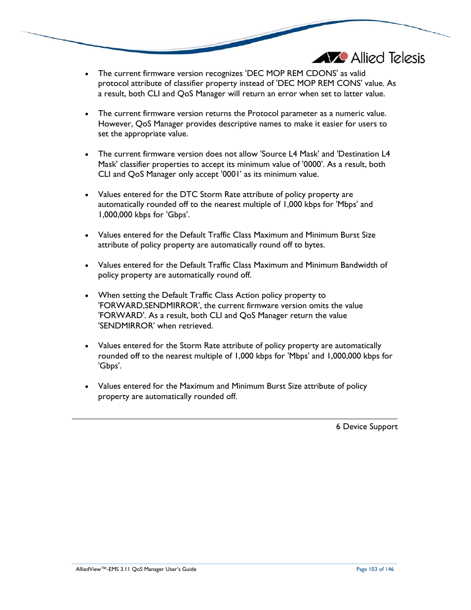 Allied Telesis AlliedView-EMS 3.11 QoS MANAGER User Manual | Page 103 / 146