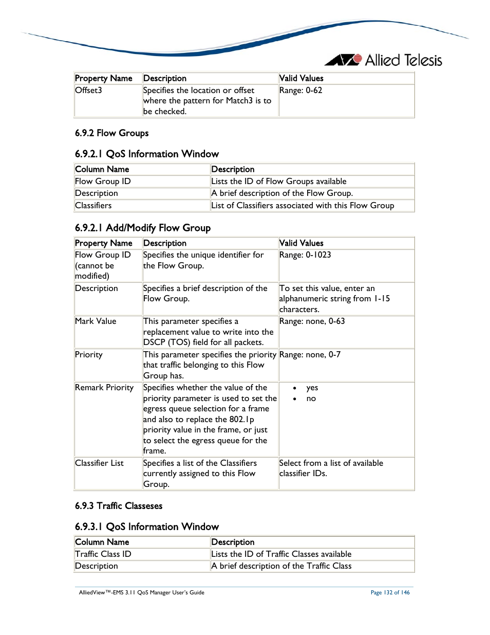 1 qos information window, 1 add/modify flow group | Allied Telesis AlliedView-EMS 3.11 QoS MANAGER User Manual | Page 132 / 146