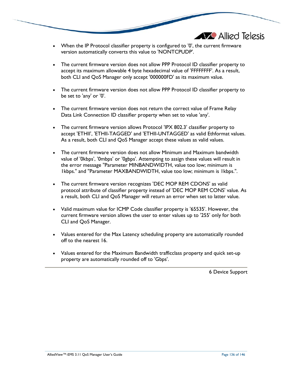 Allied Telesis AlliedView-EMS 3.11 QoS MANAGER User Manual | Page 136 / 146