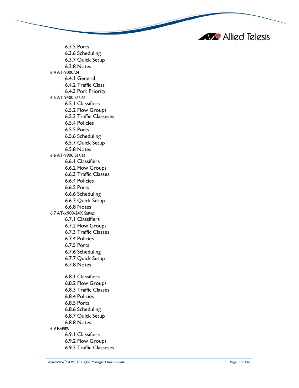 Allied Telesis AlliedView-EMS 3.11 QoS MANAGER User Manual | Page 3 / 146