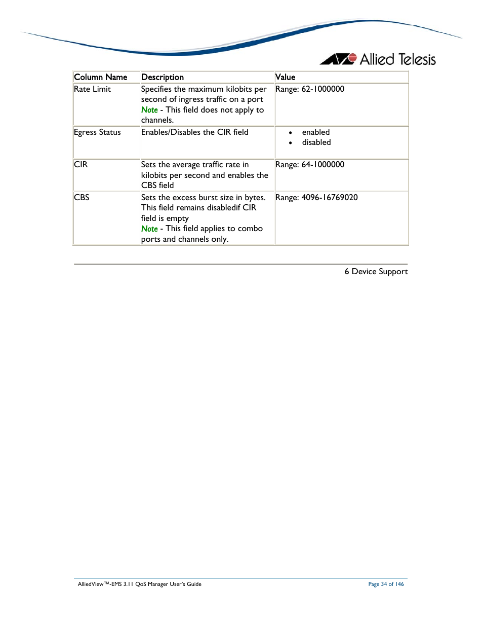 Allied Telesis AlliedView-EMS 3.11 QoS MANAGER User Manual | Page 34 / 146