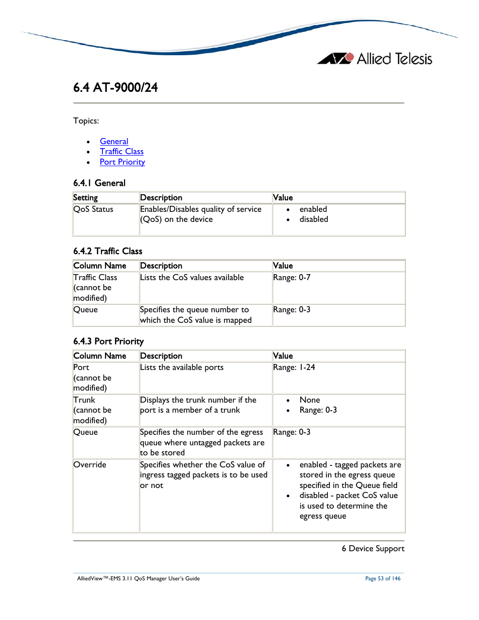 Allied Telesis AlliedView-EMS 3.11 QoS MANAGER User Manual | Page 53 / 146