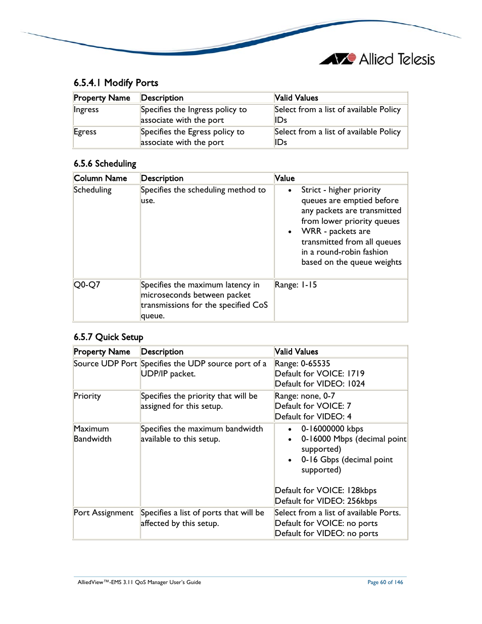 1 modify ports | Allied Telesis AlliedView-EMS 3.11 QoS MANAGER User Manual | Page 60 / 146