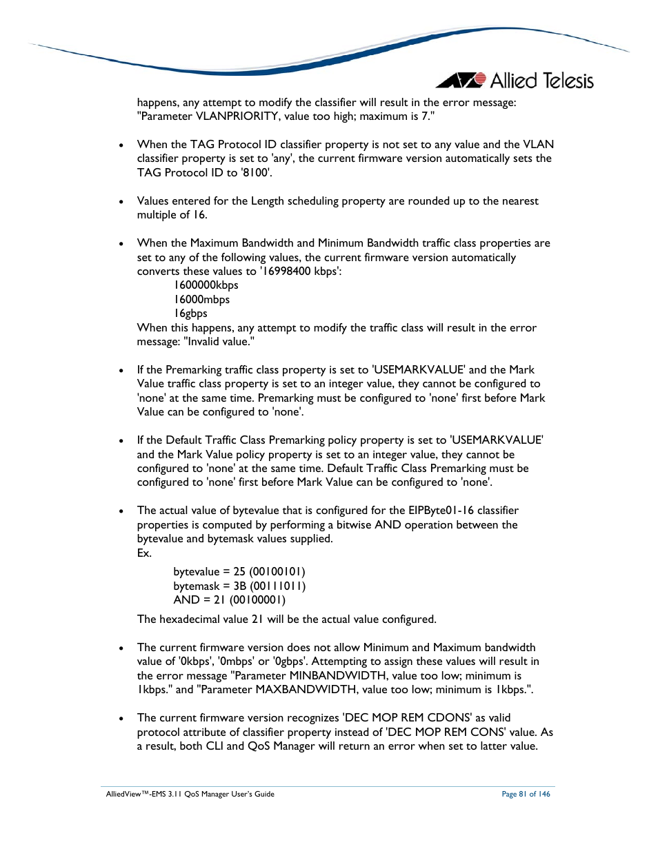 Allied Telesis AlliedView-EMS 3.11 QoS MANAGER User Manual | Page 81 / 146