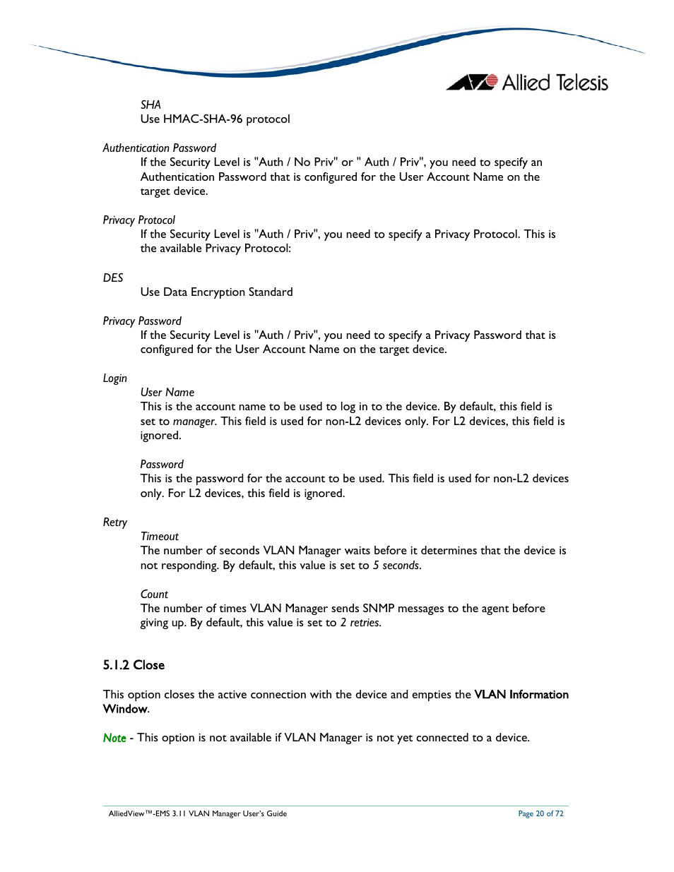 Allied Telesis AlliedView-EMS 3.11 VLAN MANAGER User Manual | Page 20 / 72