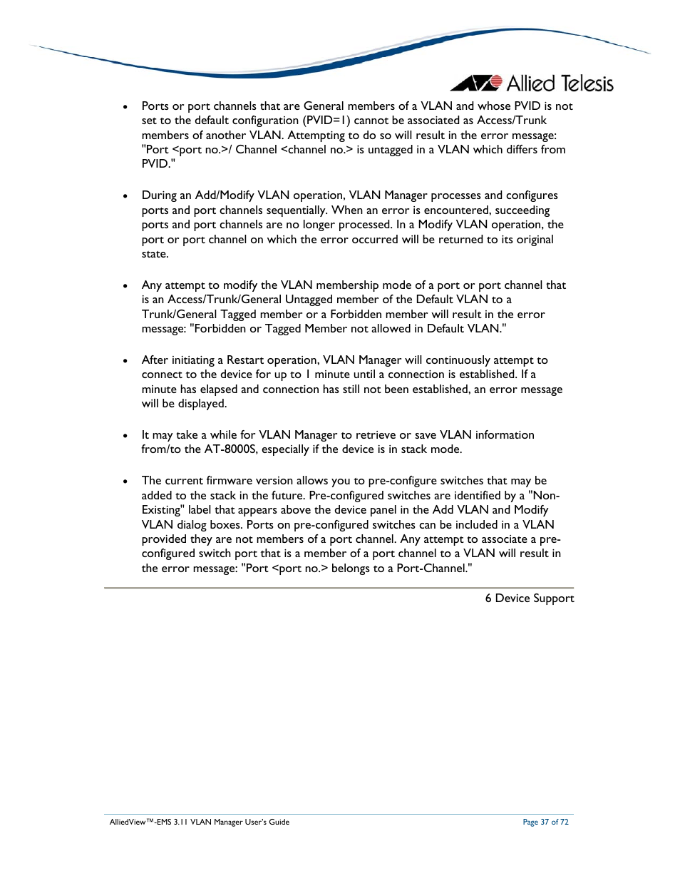 Allied Telesis AlliedView-EMS 3.11 VLAN MANAGER User Manual | Page 37 / 72