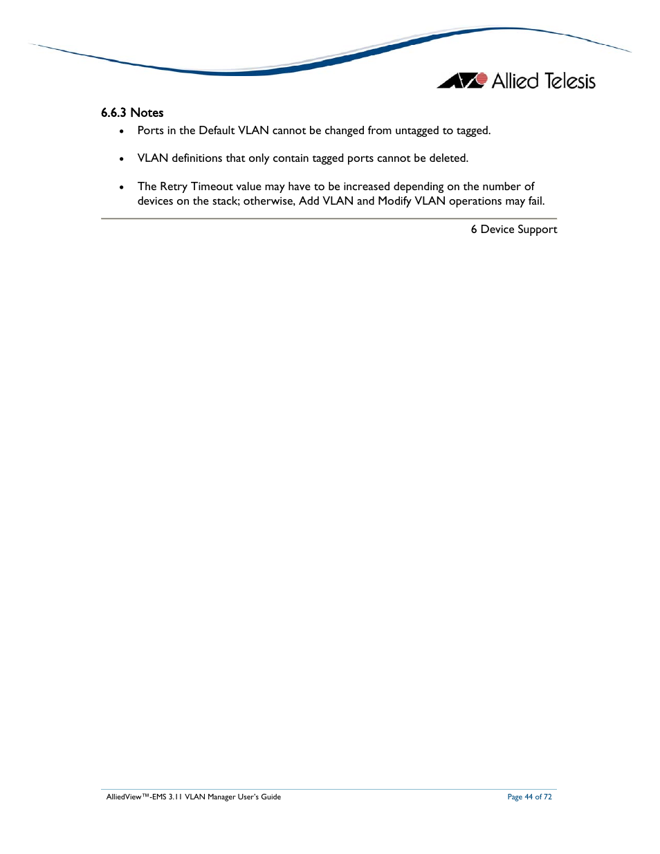 Allied Telesis AlliedView-EMS 3.11 VLAN MANAGER User Manual | Page 44 / 72