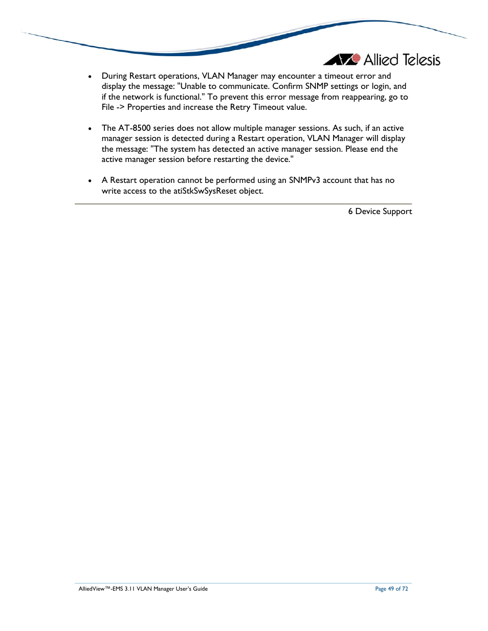 Allied Telesis AlliedView-EMS 3.11 VLAN MANAGER User Manual | Page 49 / 72