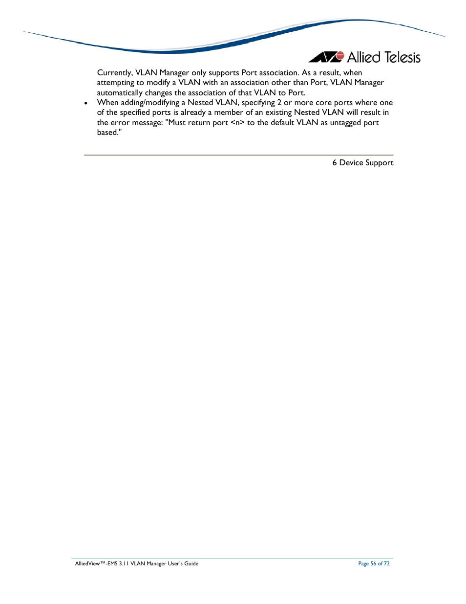 Allied Telesis AlliedView-EMS 3.11 VLAN MANAGER User Manual | Page 56 / 72