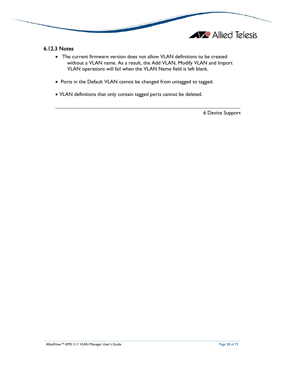 Allied Telesis AlliedView-EMS 3.11 VLAN MANAGER User Manual | Page 58 / 72