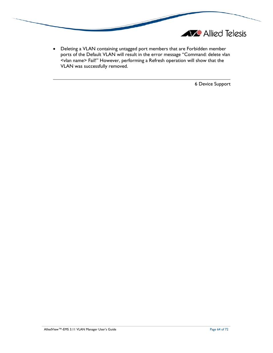 Allied Telesis AlliedView-EMS 3.11 VLAN MANAGER User Manual | Page 64 / 72