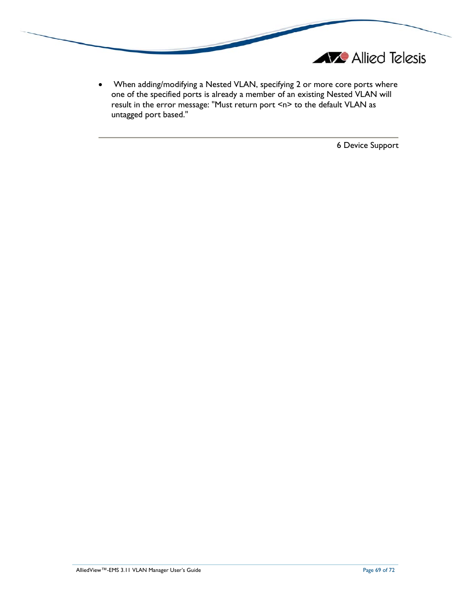 Allied Telesis AlliedView-EMS 3.11 VLAN MANAGER User Manual | Page 69 / 72