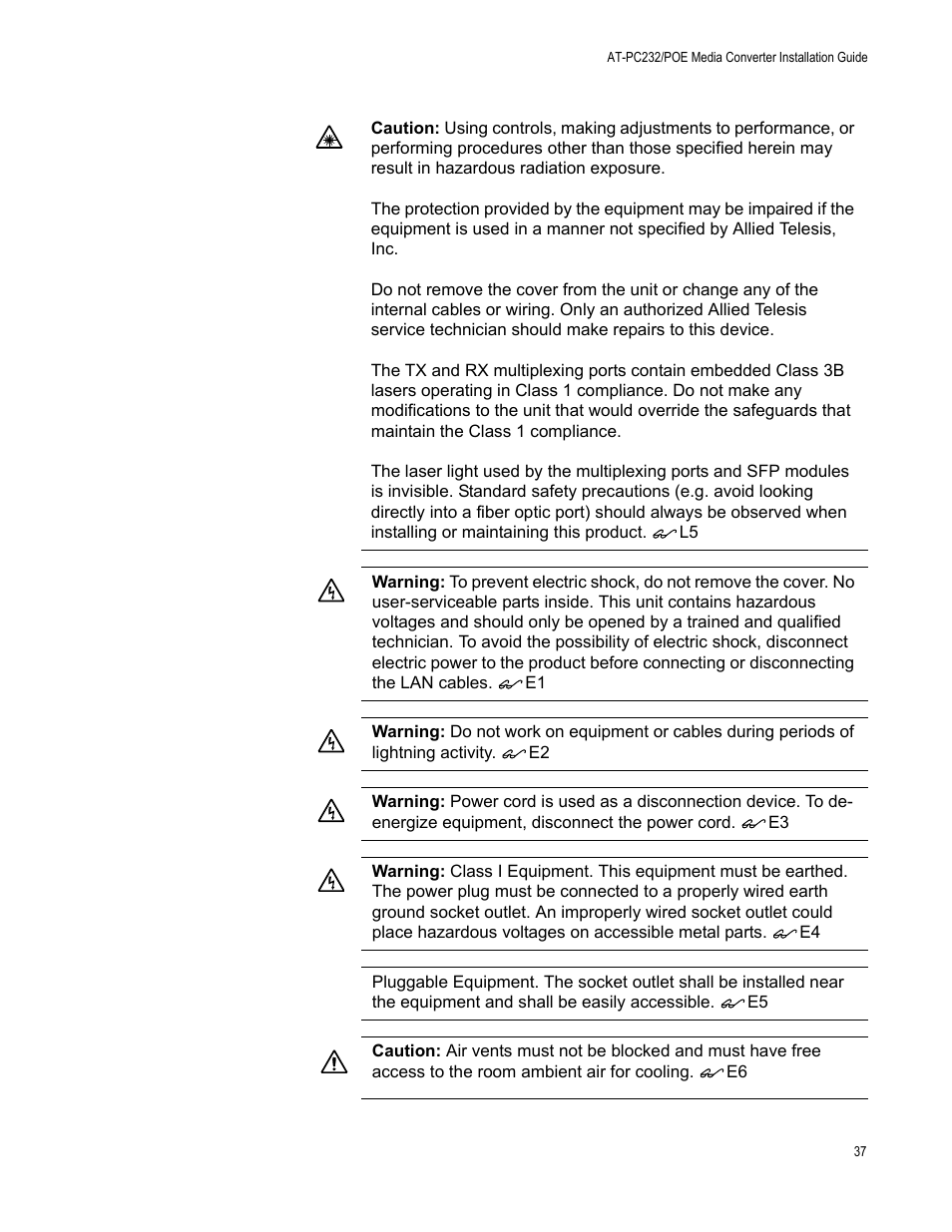 Allied Telesis AT-PC232/POE User Manual | Page 37 / 62