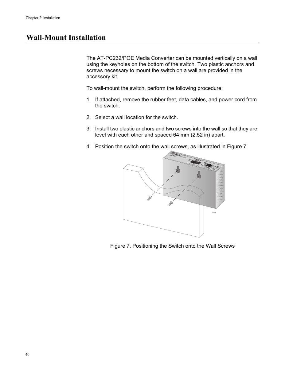 Wall-mount installation | Allied Telesis AT-PC232/POE User Manual | Page 40 / 62