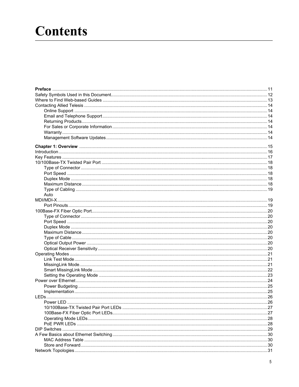 Allied Telesis AT-PC232/POE User Manual | Page 5 / 62