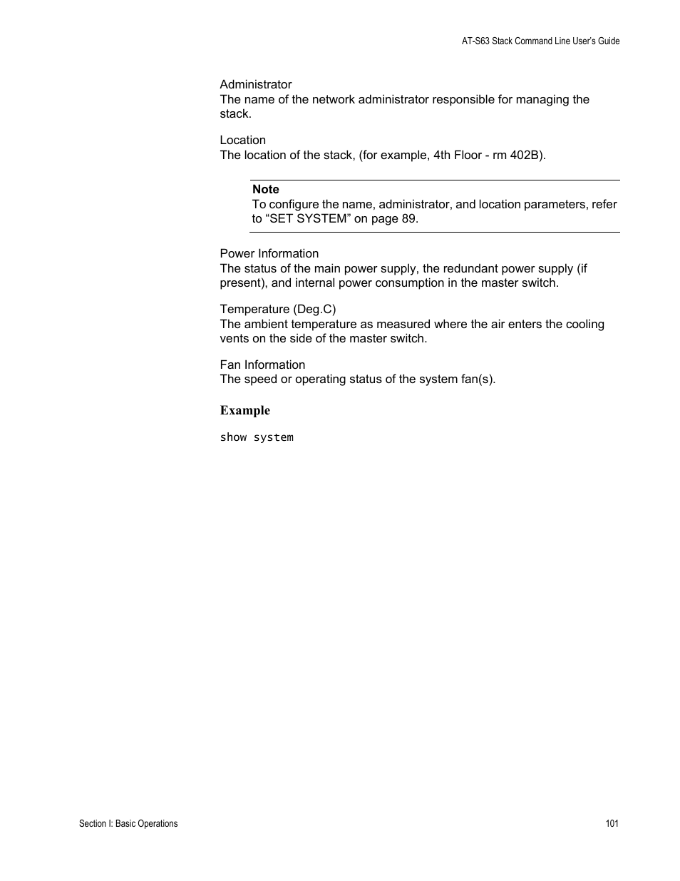 Allied Telesis AT-S63 User Manual | Page 101 / 468