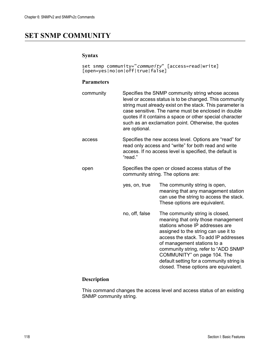 Set snmp community | Allied Telesis AT-S63 User Manual | Page 118 / 468