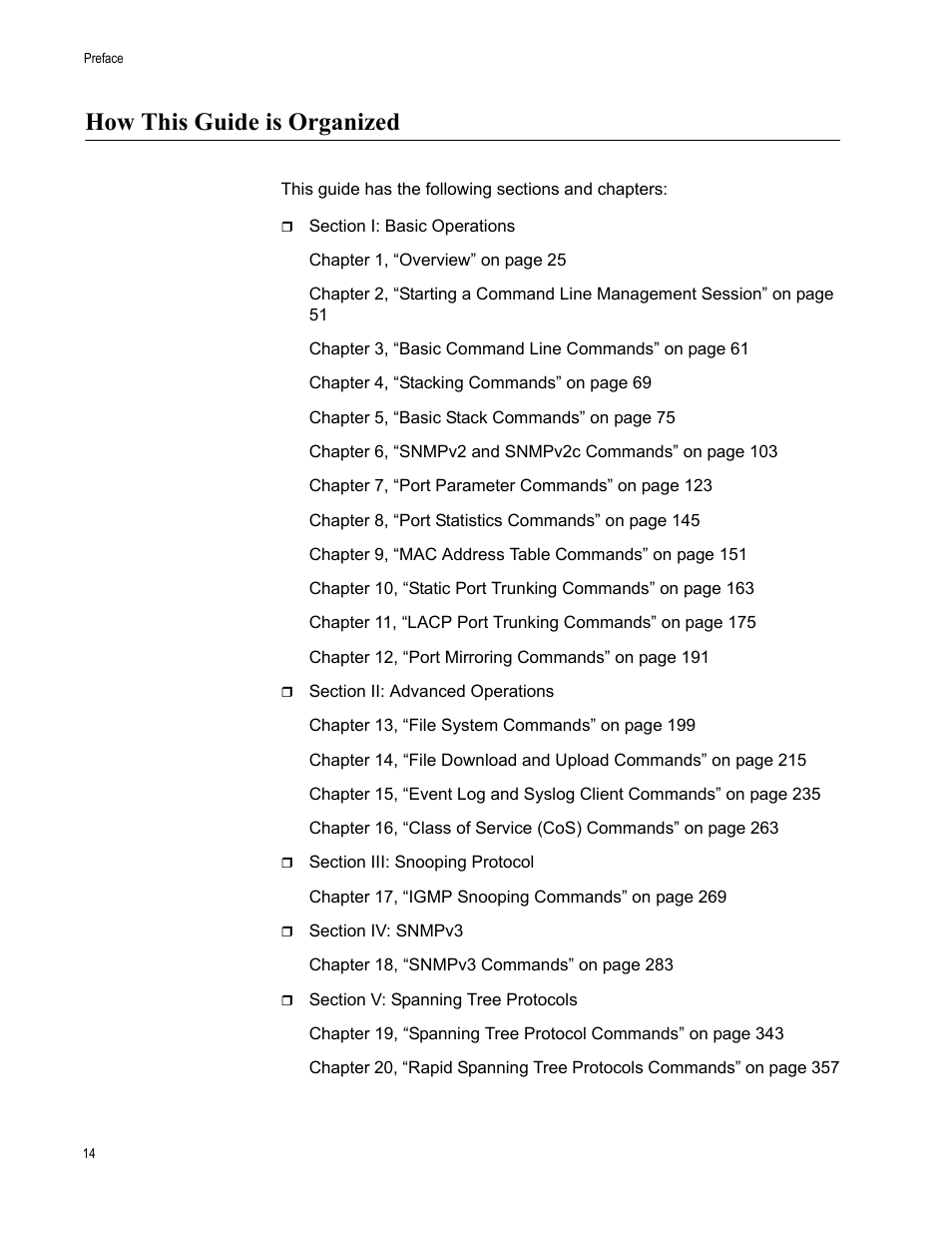 How this guide is organized | Allied Telesis AT-S63 User Manual | Page 14 / 468